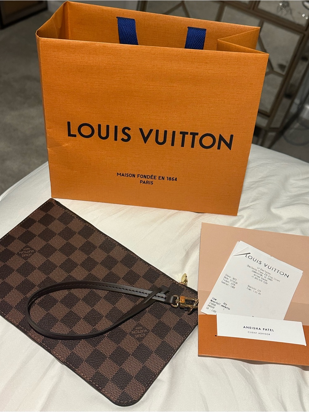 Louis Vuitton Brown Damier Ebene Pochette Accessoire Wristlet
